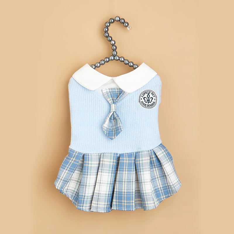 College Style Cute Pet Clothing Cats Dress for Small Dogs Cats Plaid Skirt Spring Clothes Cat Chihuahua Teddy Yorkshire Costume