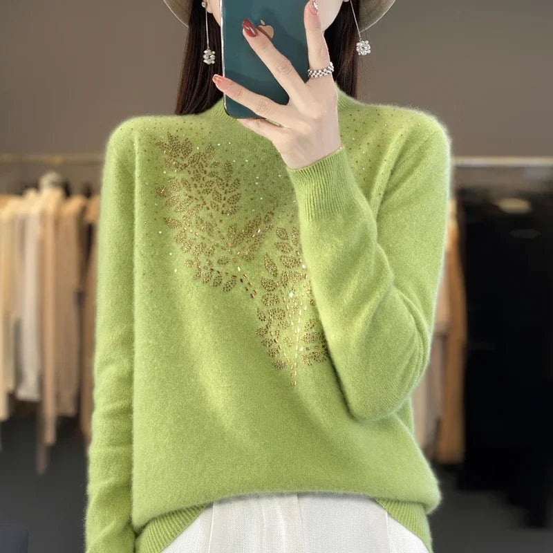 Women Sweaters Thick Warm Autumn Winter Mock Neck Fashion Pullovers Long Sleeve Basic Jumper Knit Bottoming Shirt Korean Sweater