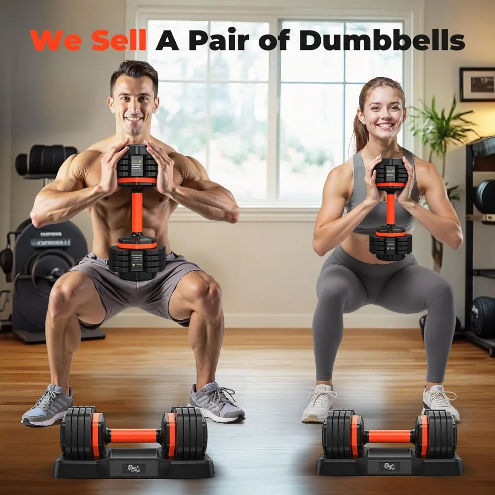 Adjustable Dumbbells Set 25LB, Adjustable Weights 5/10/15/20/25lbs, Adjustable Dumbbell Pair 50LBS Dumbbell Anti-Slip Handle