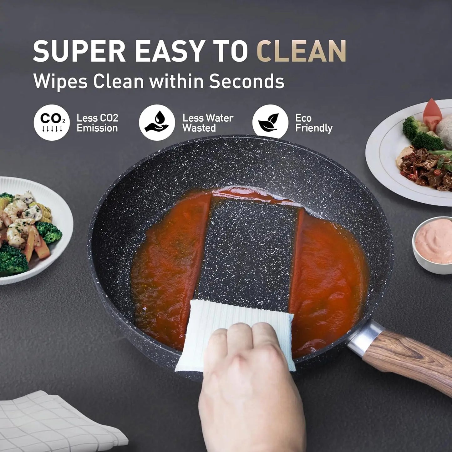 son Arts Pots And Pans Set Non Stick, 12 Piece Kitchen Cookware Sets, Black Granite Induction Compatible Cookware Set, Pot