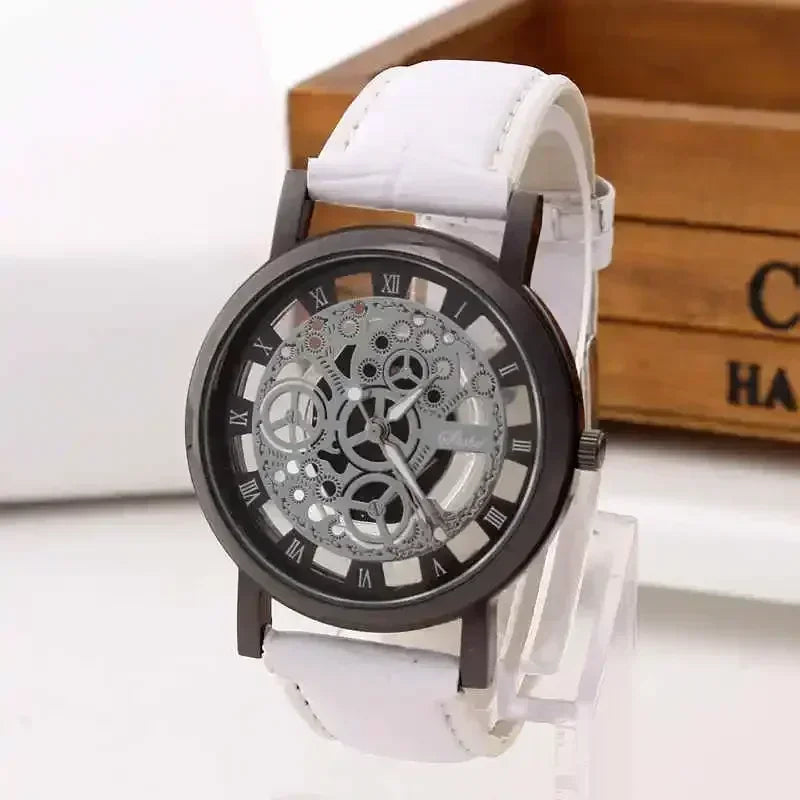 Men Watch Fashion Hollow Watches Men Roma Dial Leather Band Quartz Wristwatches Cheap Price Reloj Hombre Watches for Men