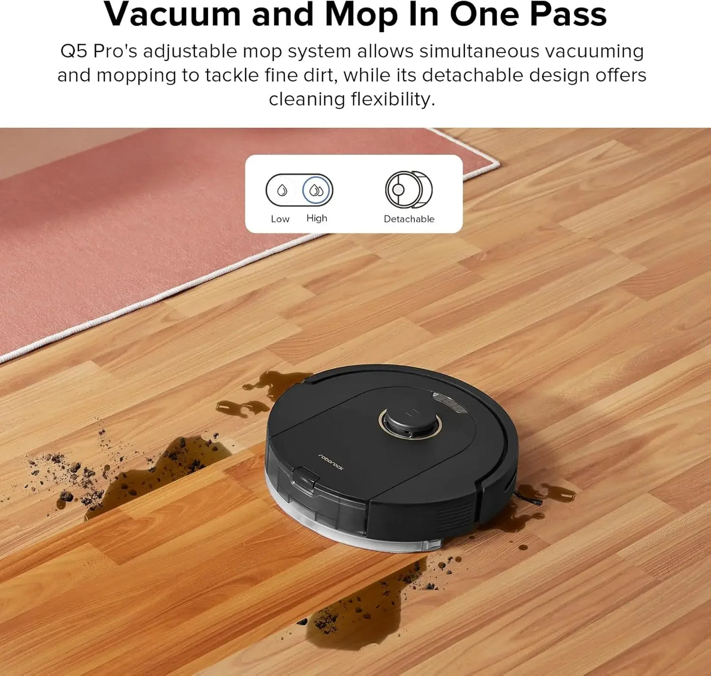 Pro Robot Vacuum and Mop Combo 5500Pa Suction DuoRoller Brush LiDAR Navigation Robotic Vacuum Cleaner with 240 min Runtime