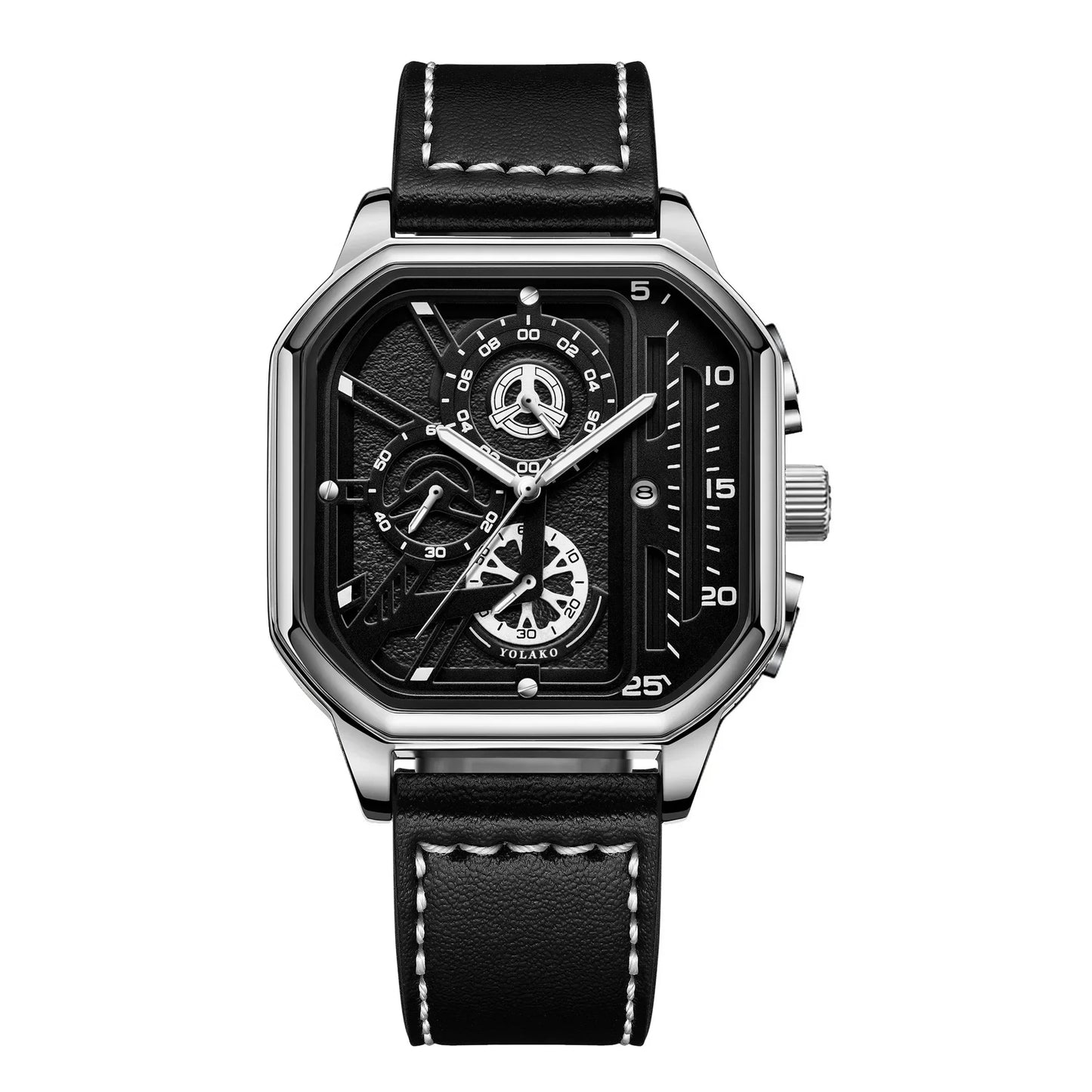 Men Quartz Watches Alloy Dial Business Men Watch PU Leather Strap Square Sports Watch Cool Black Wristwatch for Man Reloj Hombre