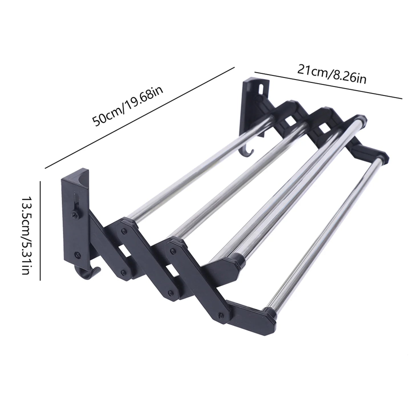 Thickened Stainless Steel Black Towel Rack for Bathroom Retractable Wall Mounted Punch- Free Towel Storage Drying Rack Towel