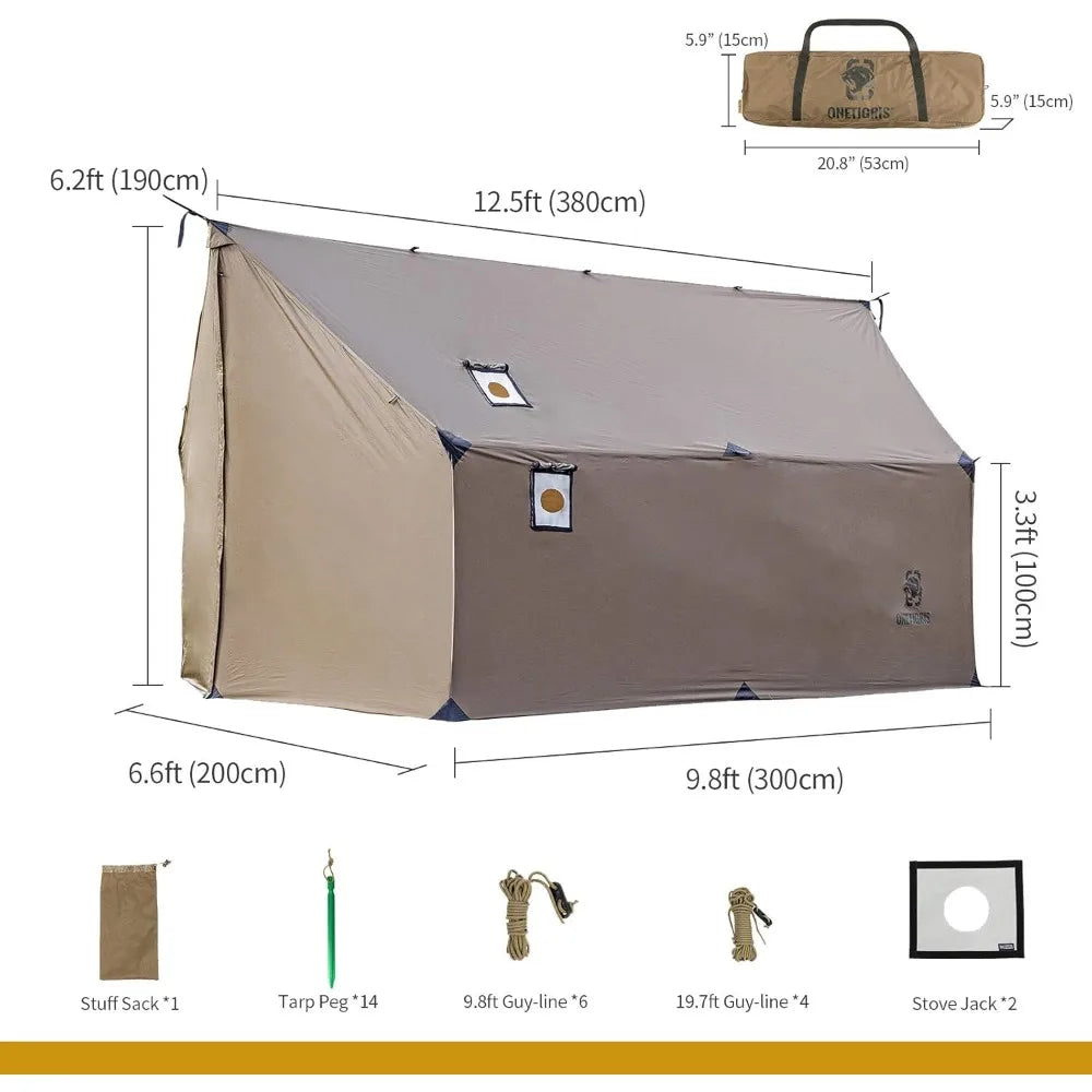 Hammock Hot Tent with Stove Jack, Spacious Versatile Wall Tent with Snow Skirt, 3000mm Waterproof with Zippered Tent Bag