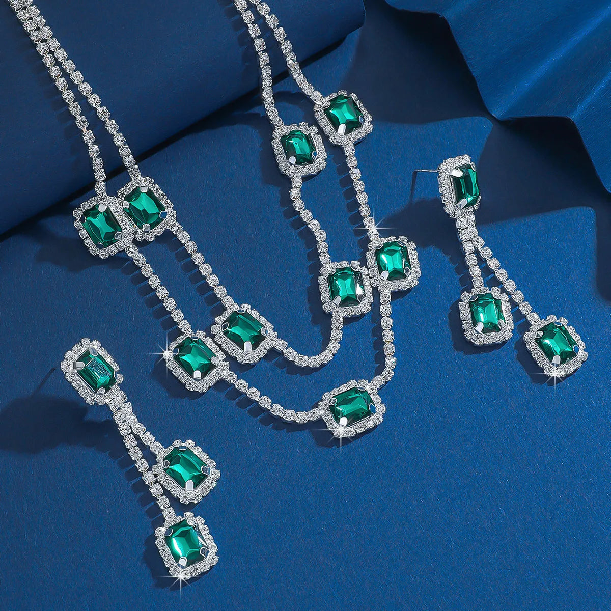 3 pieces of ladies' jewelry set, crystal and diamond necklace and earring set, bridal wedding party jewelry, daily wear jewelry