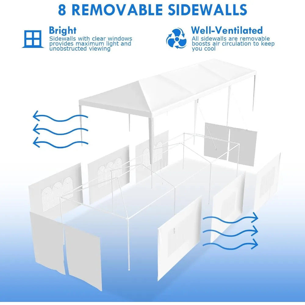 2025 Upgraded 10x30 Party Tent, Outdoor White Tents for Parties, Wedding, Large Canopy Tent with Walls, Big Event Gazebo Tent