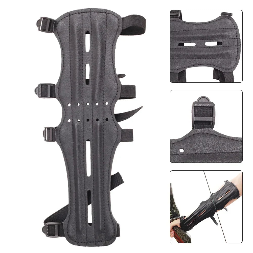 Long Leather Armguard Bow And Arrow Equipment Archery Supplies Lengthened Arm Guard With Holes Leather 30x13cm Protective Gear