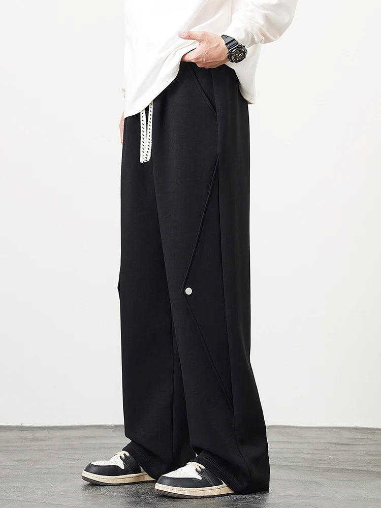 2024 New Wide Leg Sweatpants Men Sportswear String Banding Cotton Casual Loose Track Pants Male Straight Trousers Big Size 8XL