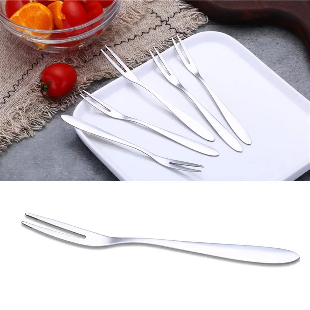 12Pcs Stainless Steel Fruit Forks Household Dessert Forks Lovely Mini Fork Set Snack Cake Salad Cutlery Forks Kitchen Flatware