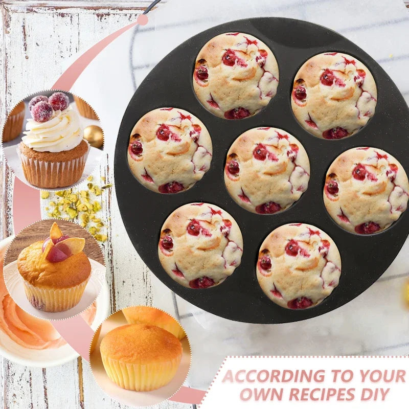 Air Fryer Accessories 7 with Cake Cup Mold Silicone 7 Even Round Muffin Cup Mold Microwave Oven Baking Mold Baking Bakeware Mat