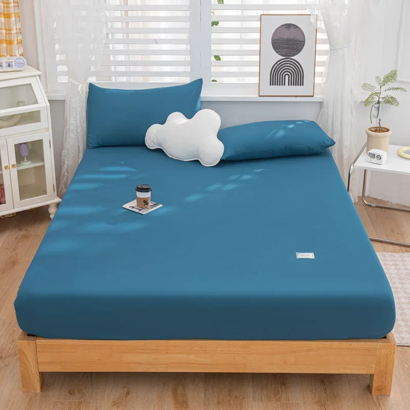 3pcs Fitted Sheet Microfiber Deep Pocket Bed Sheet Matcha Green Bedroom Bedding Sheets Set Solid Color Sheets with 2 Pillowcases