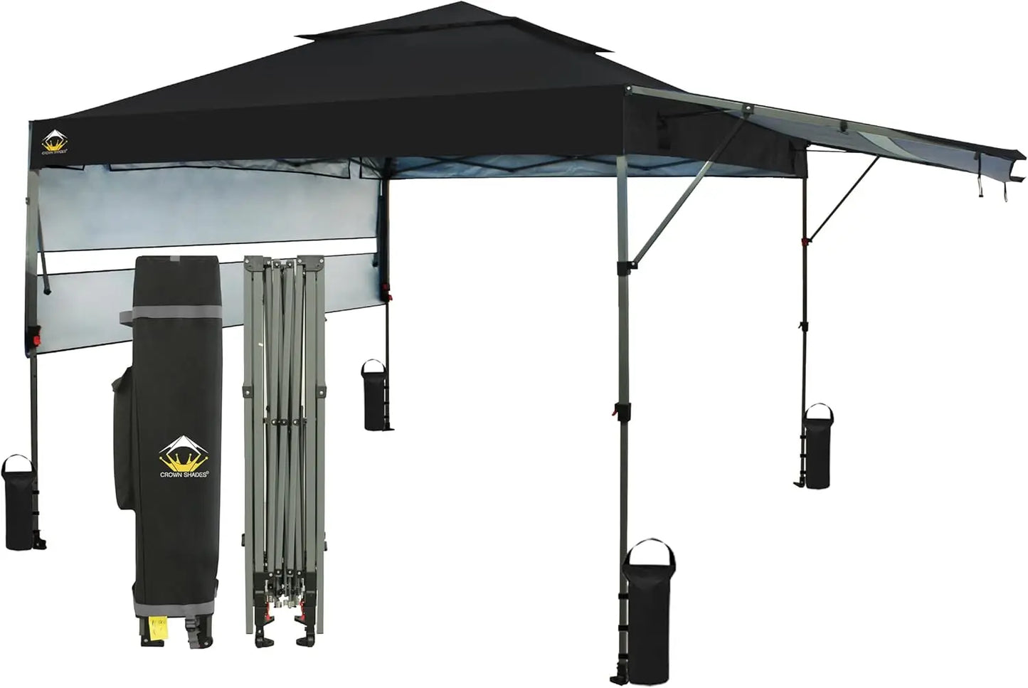 Pop up Canopy Tent Patended Centerlock Instant Commercial Canopy with 150D Silver Coated Fabric Including 2 Extend Awnings