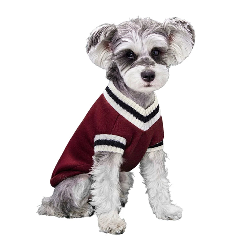College Style Pet Dog Sweater Winter Warm Dog Clothes for Small Medium Dogs Puppy Cat Vest Chihuahua French Bulldog Yorkie Coat