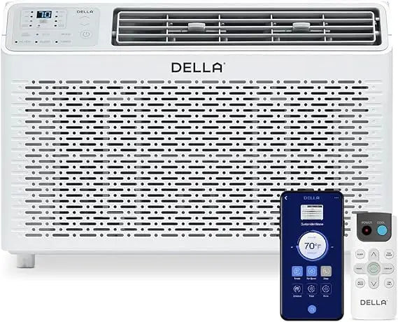 DELLA 10000 BTU Energy Saving Window Air Conditioner, Work with Alexa, Cools Up to 450 Sq. Ft, GEO Location