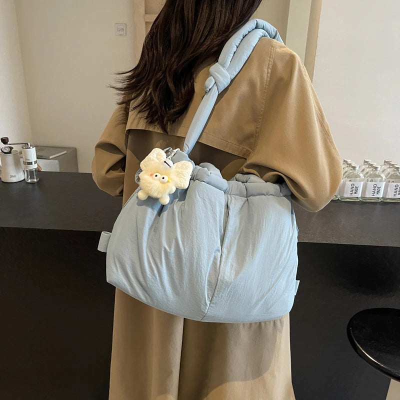 Puffer Tote Bag Lightweight Puffy Handbag Large Capacity Hobo Bag Pillow Shopper Bag for Women Work Shopping Travel