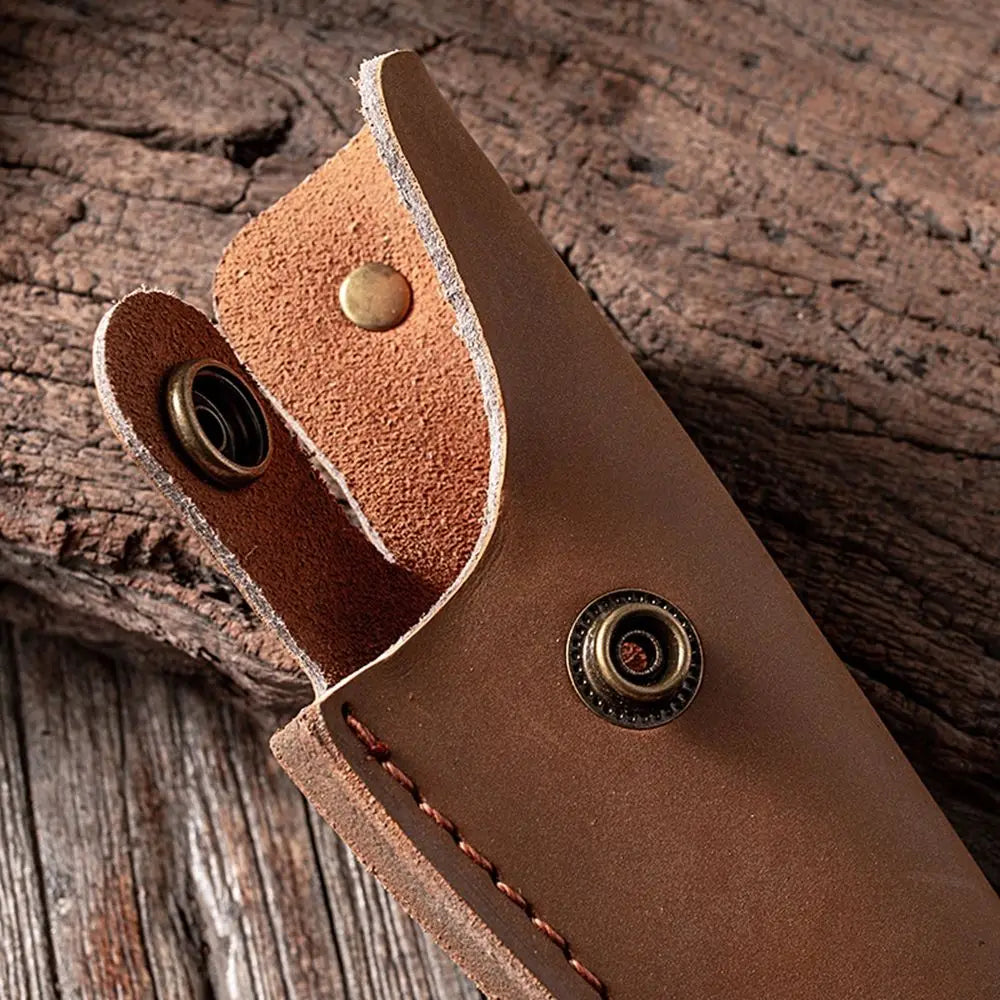 Outdoor Equipment Leather Sheath Holder Pocket Hunt Belt Loop Case Fold Knife Tool Flashlight Case Camp Outdoor Carry