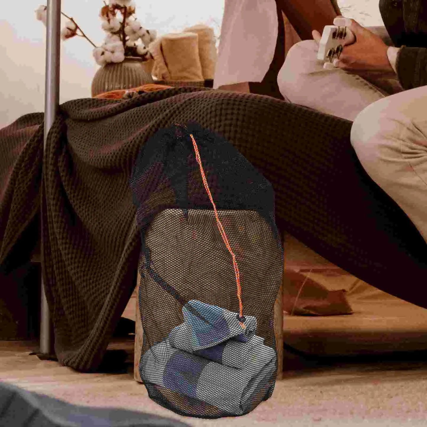 Outdoor Camping Sleeping Bag Storage Sack Travel Stuff Sacks Backpack Drawstring for Backpacking Hexagonal Mesh Cloth