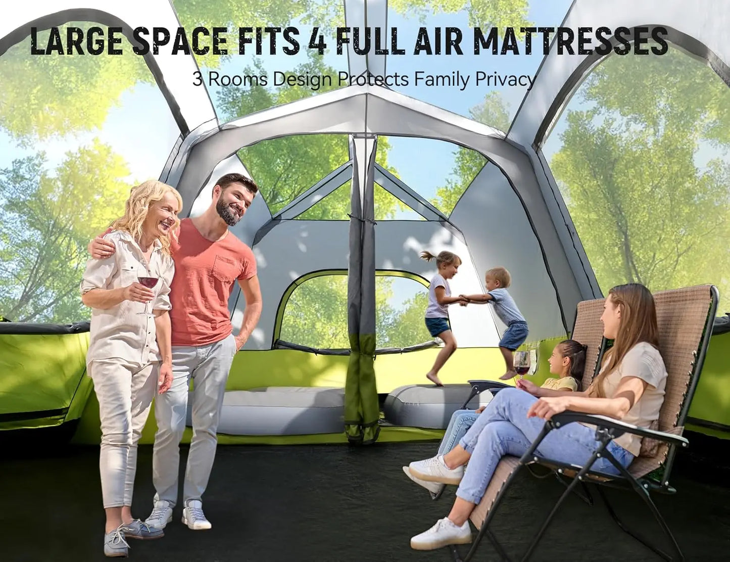 Person Camping Tent, Pop-Up Family Tent for Instant Easy Setup, Spacious Interior, Includes, Room Divider