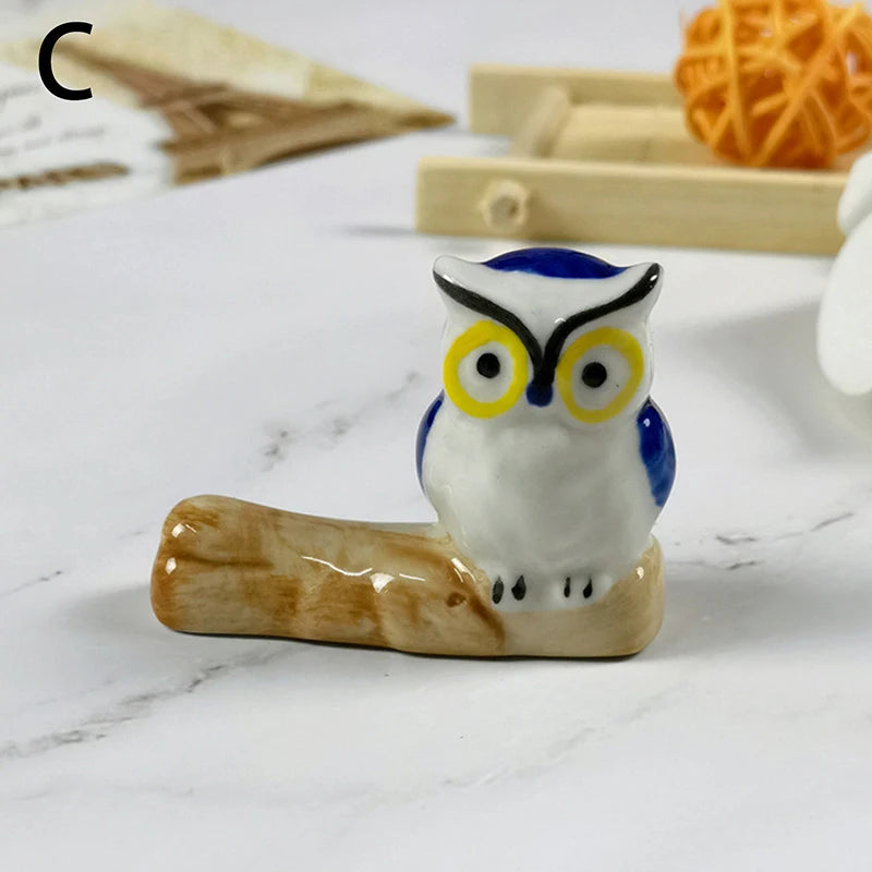 Cute Owl Ceramic Rack Chopsticks Stand Rest Knife Fork Holder Chinese Style Cutlery Chopstick Rest Kitchen Tools For Home Use