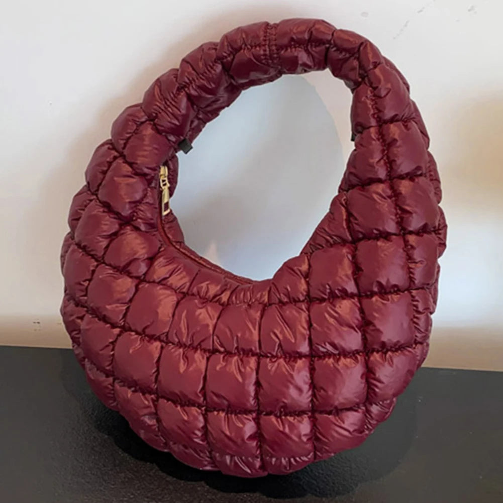 Quilted Embroidered Thread Women's Bag Pleated Cloud Mini Handbags Down Padded Lightweight Clutch Bag Cotton Small Shoulder Bags