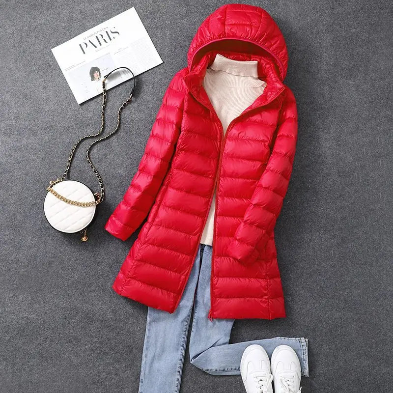 2024 New Arrivals Autumn Winter Women Fashion Puffer Jackets Duck Down Jacket Warm Portable Hooded Coat Female Windbreaker Parka