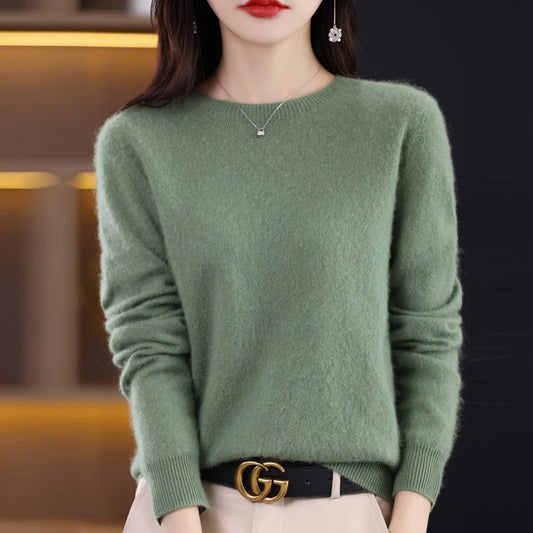 New Cashmere Basic Top Long Sleeve Women O-Neck Knitted Sweater 100% Pure Merino Wool Pullover Clothing Knitwear traf
