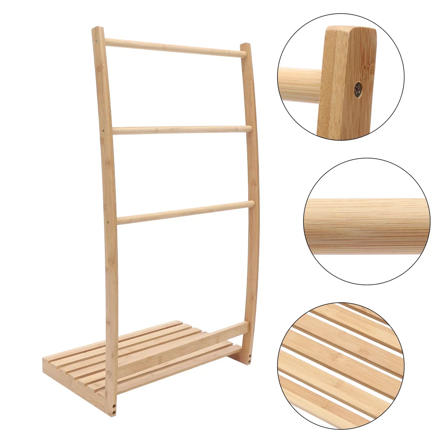 Bamboo Towel Bathroom Rack Freestanding Drying Shelf 3 Tier Storage Organizer US