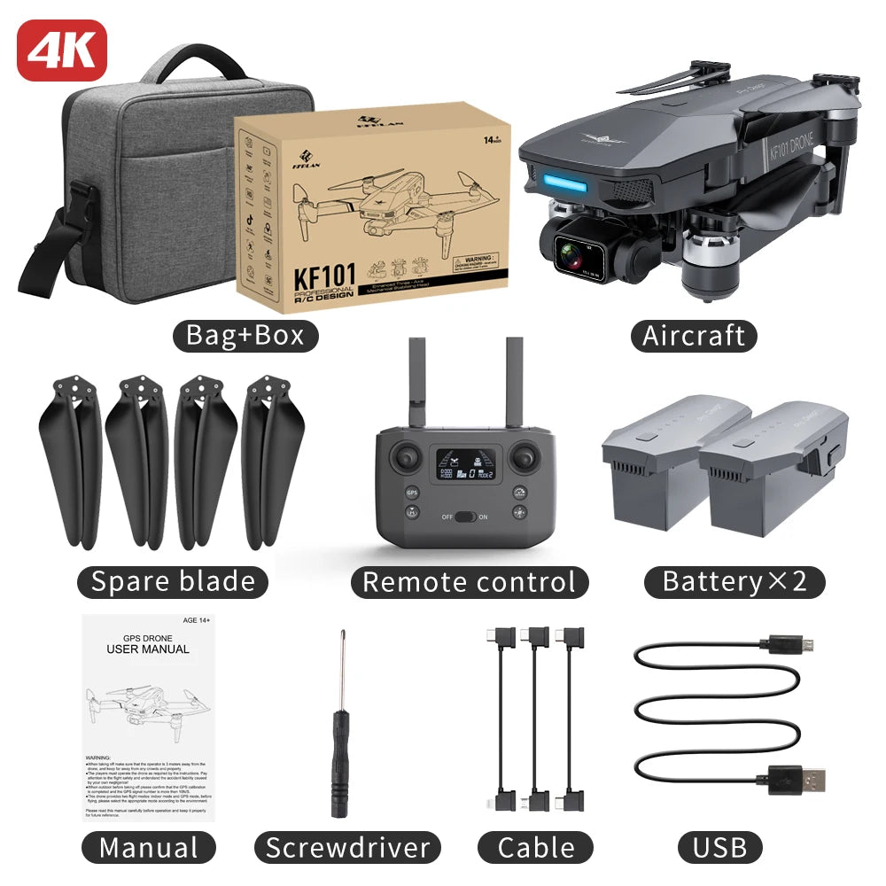 KF101 MAXS GPS Drone 4K Camera 3-Axis Gimbal Brushless Anti-Shake EIS HD Camera Drone 5KM Flight RC Drone Ship from US