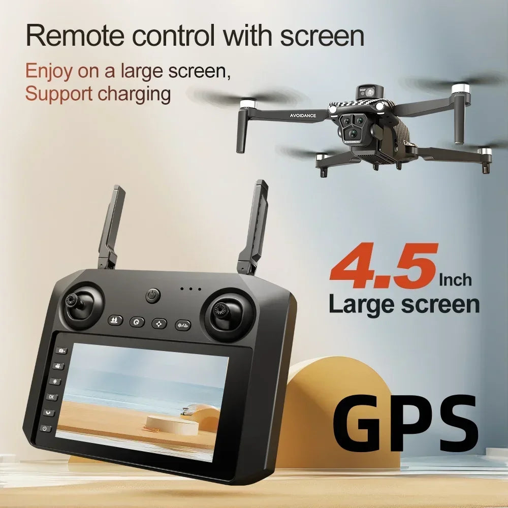 GPS Drone With 4.5inch LCD Remote Control Toys Brushless Motor RC Quadcopter 5G Digital Transmission 4K Drone With Camera U198