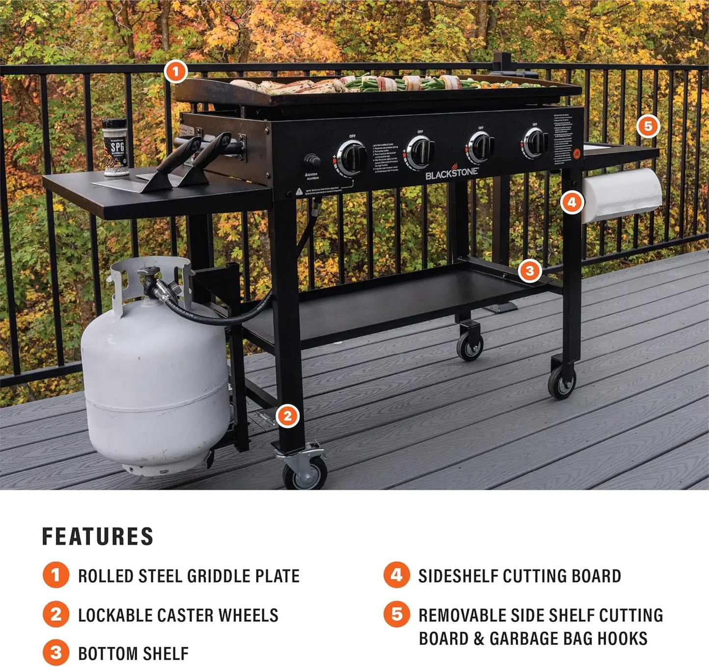 Cooking Station 4 Burner Propane Fuelled Restaurant Grade Professional 36 Inch Outdoor Flat Top Gas Griddle