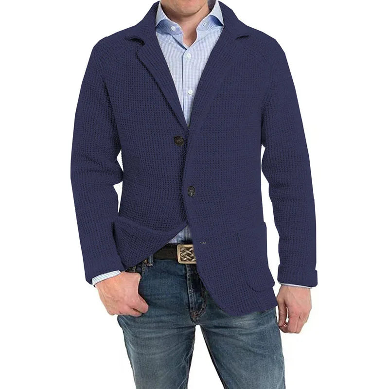 2023 British Style Mens Clothing Knit Cardigan Autumn Winter Fashion Single Breasted Black Stand Collar Knit Sweater Coats Men