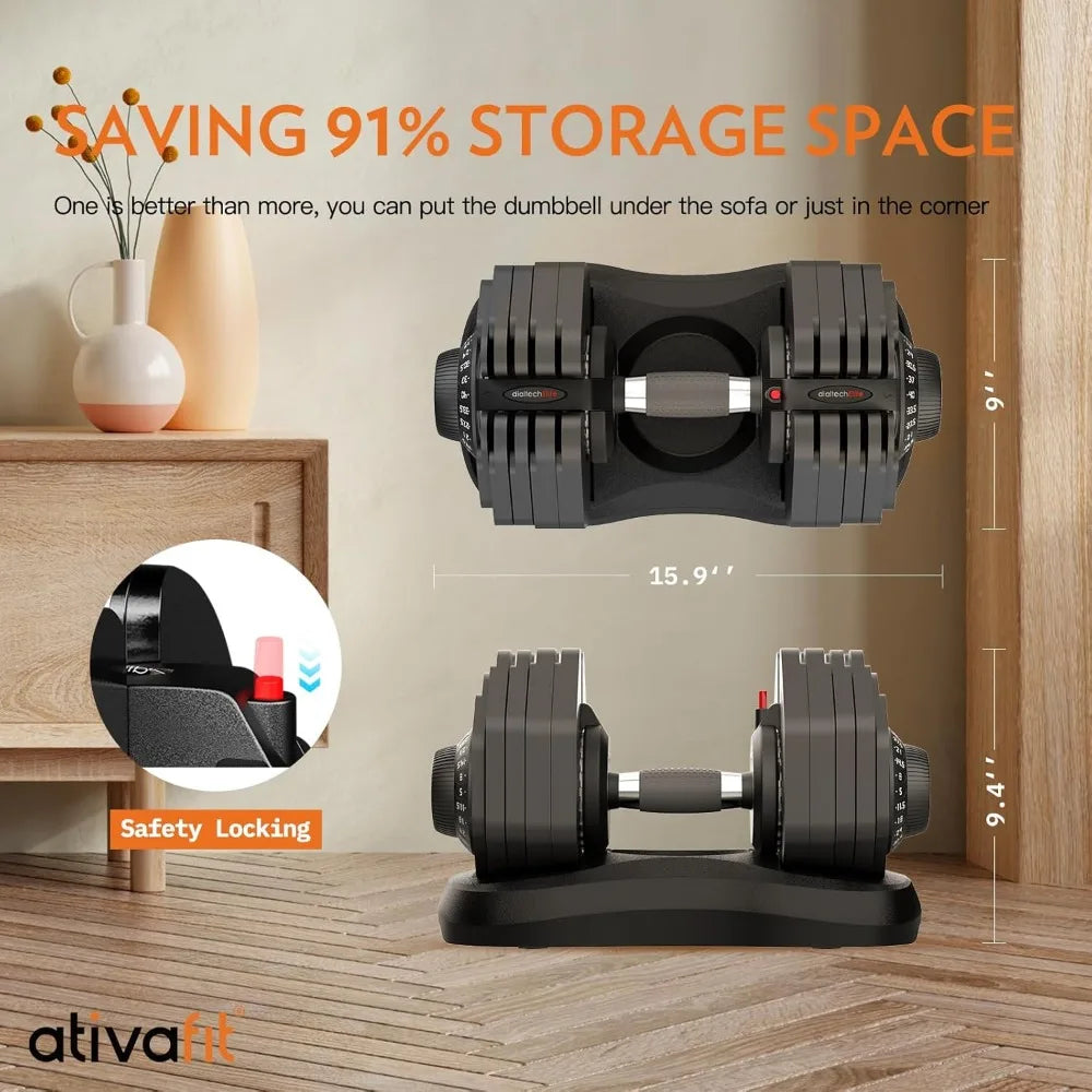 27.5 LBS/66LBS/88LBS Adjustable Dumbbell Set with Anti-slip Handle 12 in 1 Quick Dial Adjustment Weights with Safety Locking
