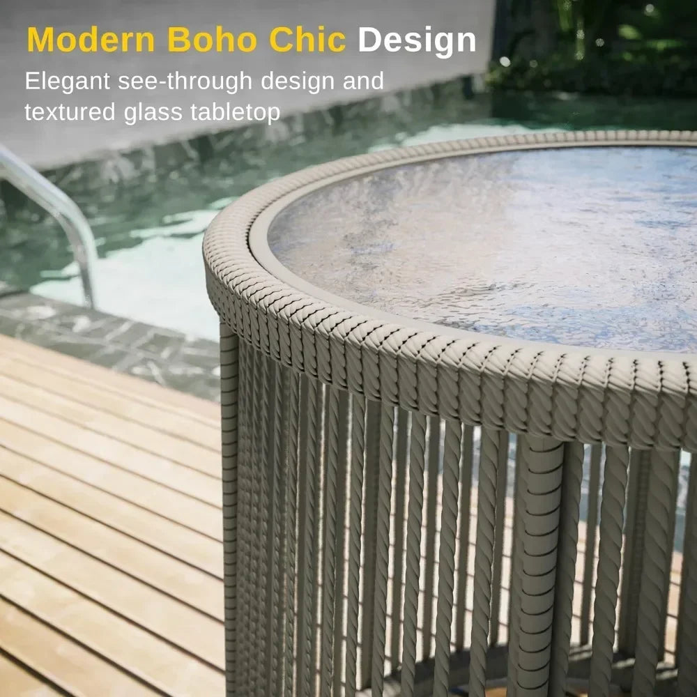 3-Piece Outside Bistro Set Handwoven Rattan Wicker Chairs With Waterproof Cushions Outdoor Furniture Garden Furniture Sets Patio