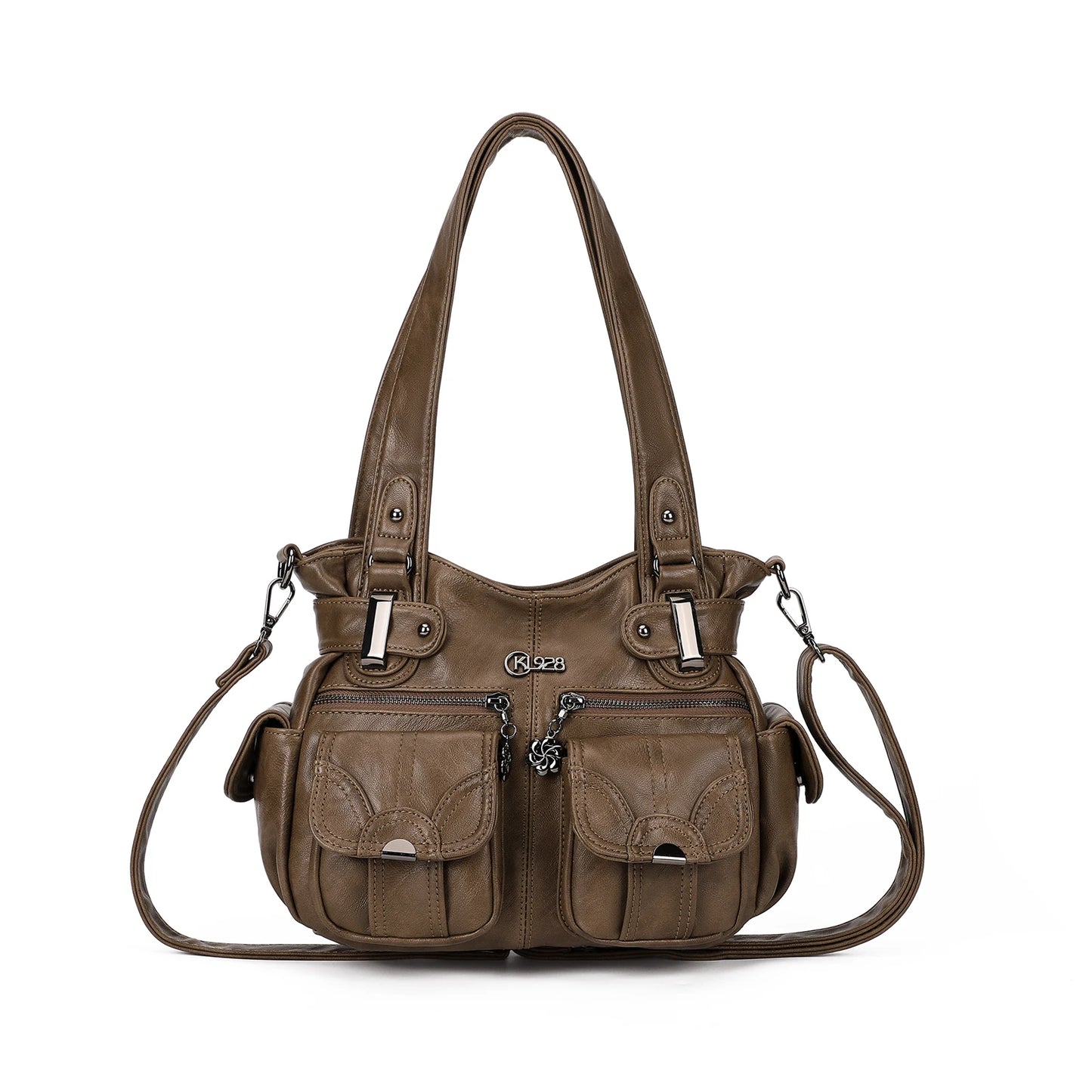 KL928 Purses for Women Small Hobo Shoulder Bags Soft Vegan Leather Handbags Multi Pockets Tote Bag