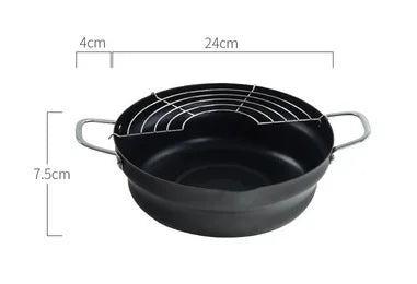 Japanese Deep Frying Pot with a Thermometer and a Lid 304 Stainless Steel Kitchen Tempura Fryer Pan 20 24 cm