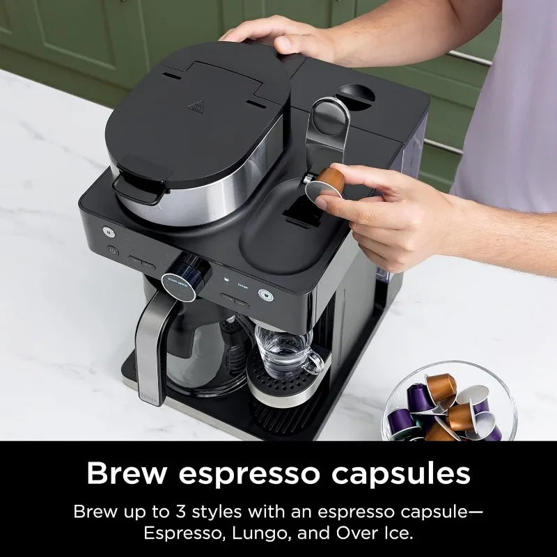 Ninja CFN601 Espresso & Coffee Barista System, 3 Espresso Brew Styles, Single-Serve Coffee & Nespresso Capsule Compatible