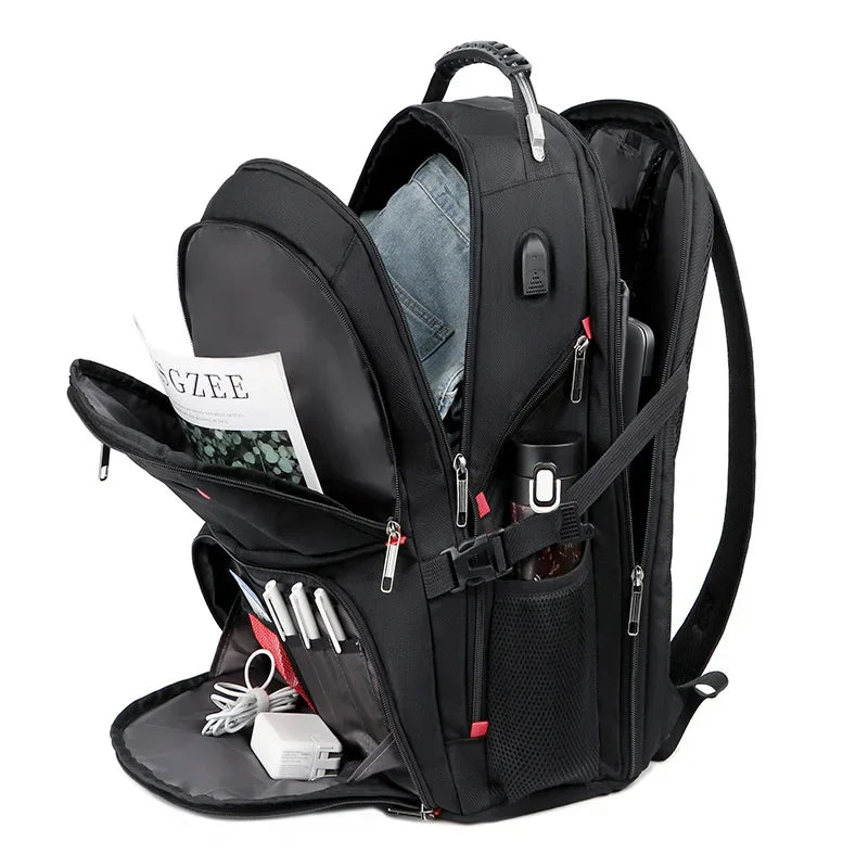 Large Capacity Male Backpack Fashion Travel Multifunction USB Charging Waterproof Anti-theft 17 Inch Laptop Backpack For Men