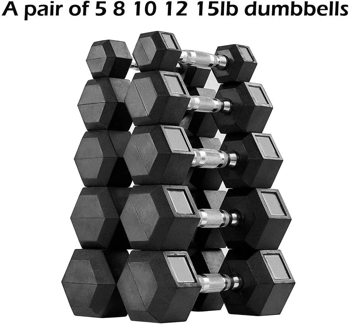 Dumbbell Set Rubber Encased Hex Dumbbell Free Weights Dumbbells Set Home Weight Set No Rack