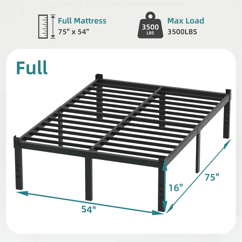 Metal Classic Iron Bed Frame Mattress Under Bed Storage No Box Spring Needed Singe Full Queen King Size Sturdy Steel Slat Suppor