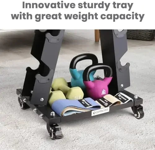 Premium Solid Steel Dumbbell Rack Stand Only, A-Frame Portable Weight Storage Organizer with Optional Tray and Wheels, Perfect f