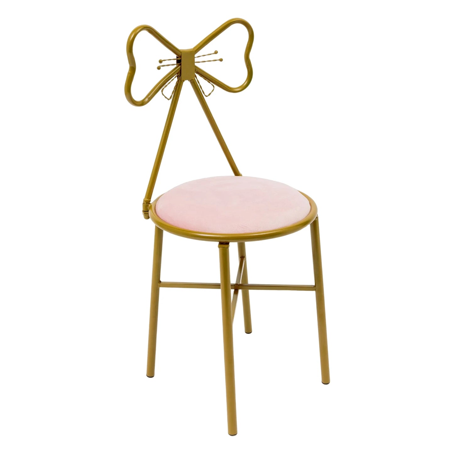 Butterfly Shaped Vanity Chair Bow Seat Backrest with Metal Frame & Sponge Cushion