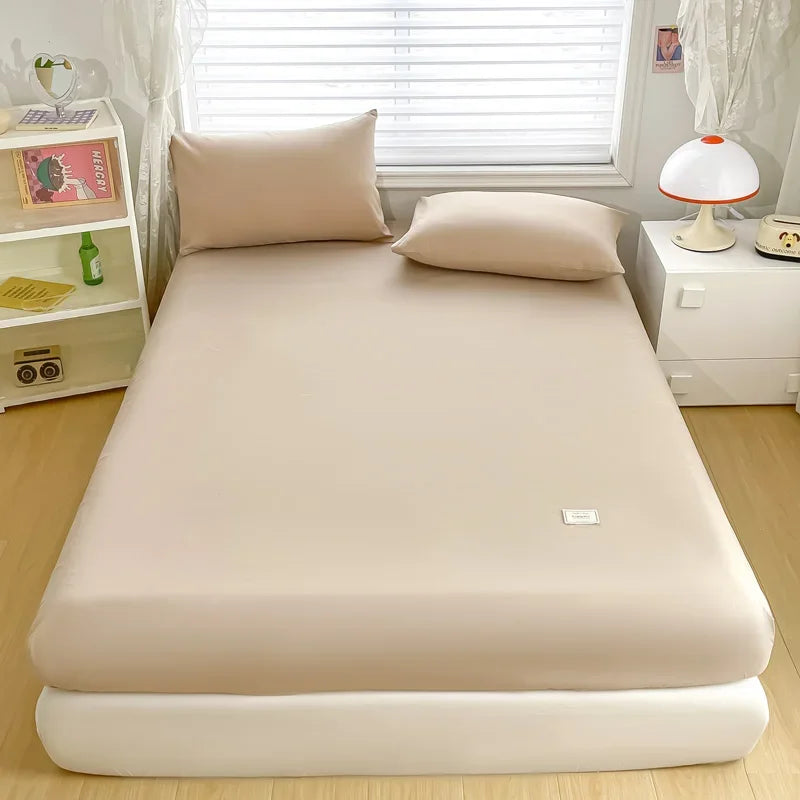 3pcs Fitted Sheet Microfiber Deep Pocket Bed Sheet Matcha Green Bedroom Bedding Sheets Set Solid Color Sheets with 2 Pillowcases