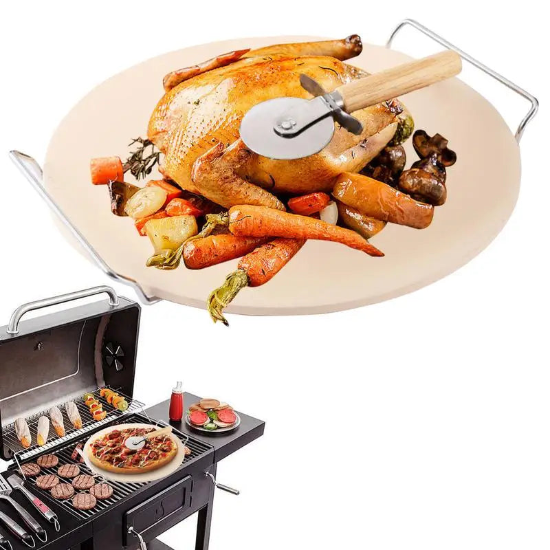 Pizza Baking Pan Non Stick Round Pizza Tray 13 Inch Baking Supplies Baking Pan Multifunctional Baking Grilling Stone Pan With