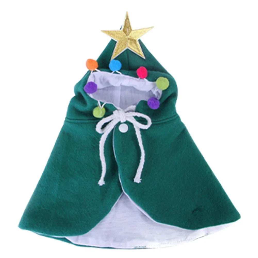Christmas Cat Cloak Costume Cosplay Party Costume Christmas Tree Cosplay Funny Pet Cape Dress Up Clothes for Cats and Small Dog