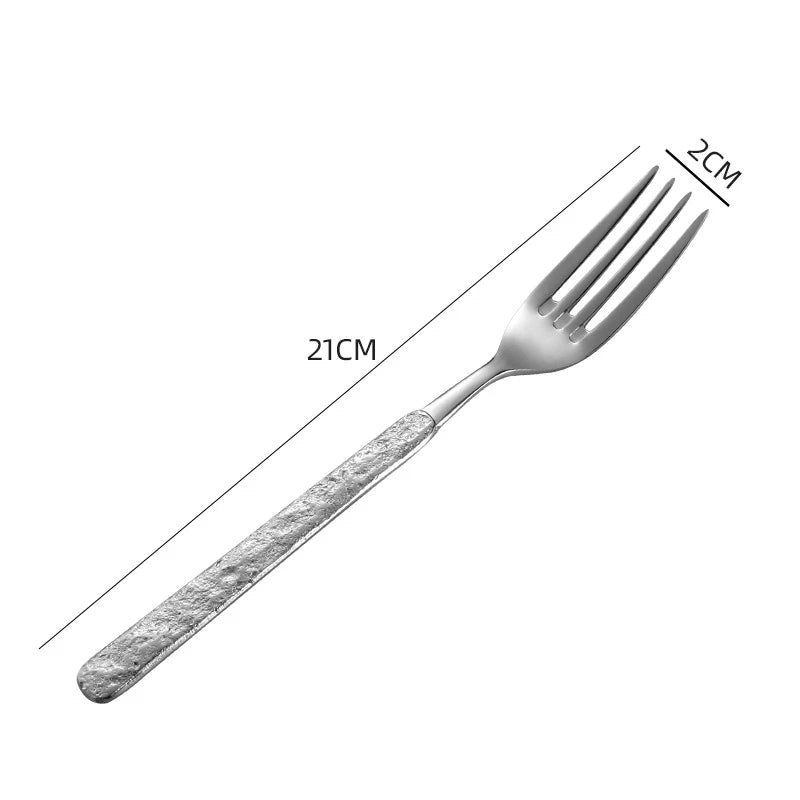 Stone Pattern Handle Stainless Steel Western Dining Spoon Knife Fork Creative Cutlery Set Tableware Kitchen For Home Household