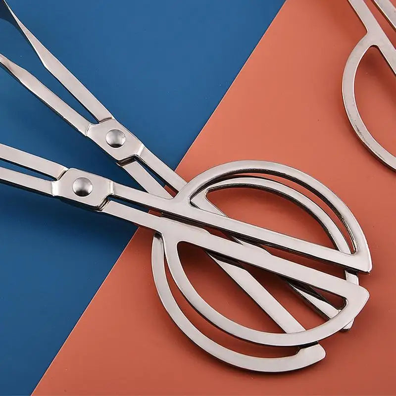 Tongs For Serving Appetizer Tongs Stainless Steel Scissor Multi-functional Appetizer Cooked Food Pastry Tong For Home Kitchens