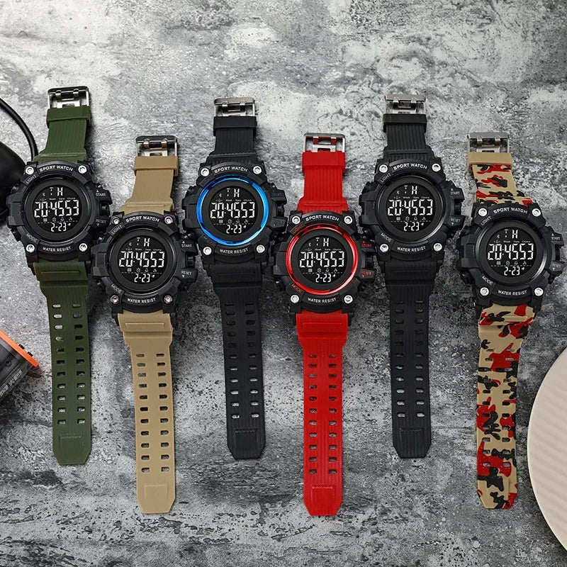 YIKAZE Military Sport Watches Waterproof Men's LED Digital Watch Big Dial Alarm Clock Multifunction Sport Watch for Man Kid Gift