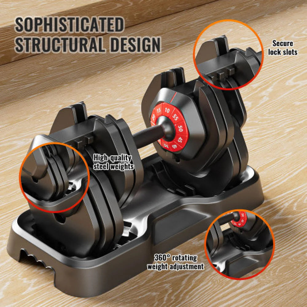 Adjustable Dumbbell Set 10 in 1 Dumbbell for Men and Women Dumbbell for Home Gym Full Body Workout Fitness Fast(10 Gears/55 LB)