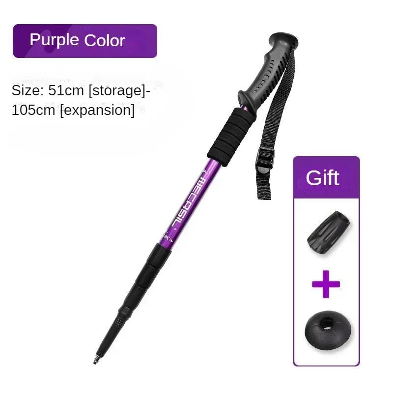 1-pack aluminum alloy telescopic trekking poles ultra-light shock-absorbing walking poles trekking poles